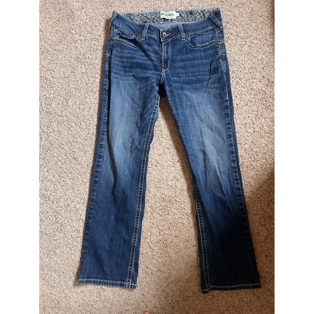 Ariat REAL Denim Womens 34R Mid Rise Bootcut Jeans Medium Wash Western Blue